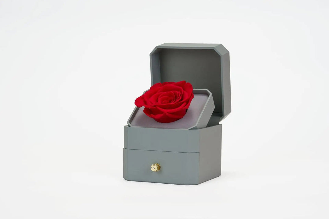 Luxurious Jewelry Box With Eternal Rose + Magnetic Four Heart Necklace