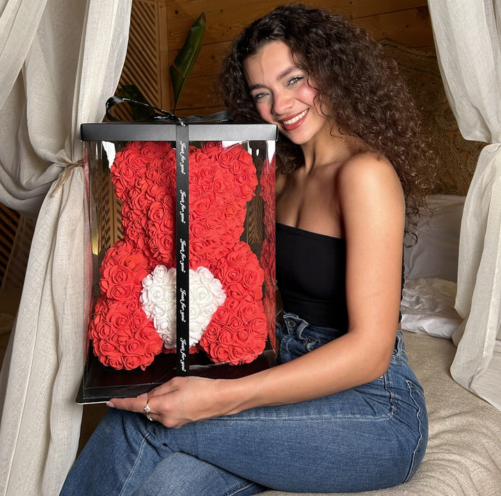 Heart Rose Bear ( With Box )