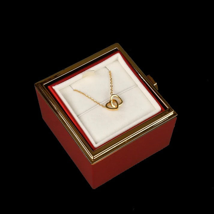 Eternal rose box with Double Heart Necklace