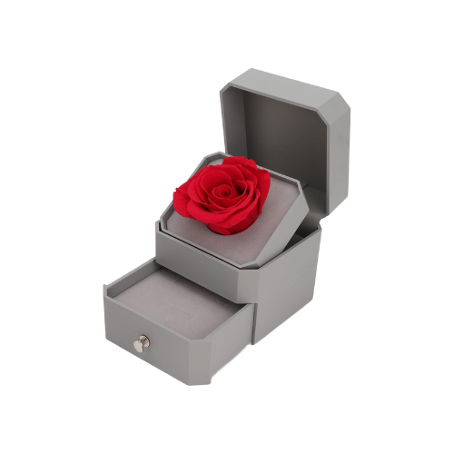 Luxurious Jewelry Box With Eternal Rose + Magnetic Four Heart Necklace